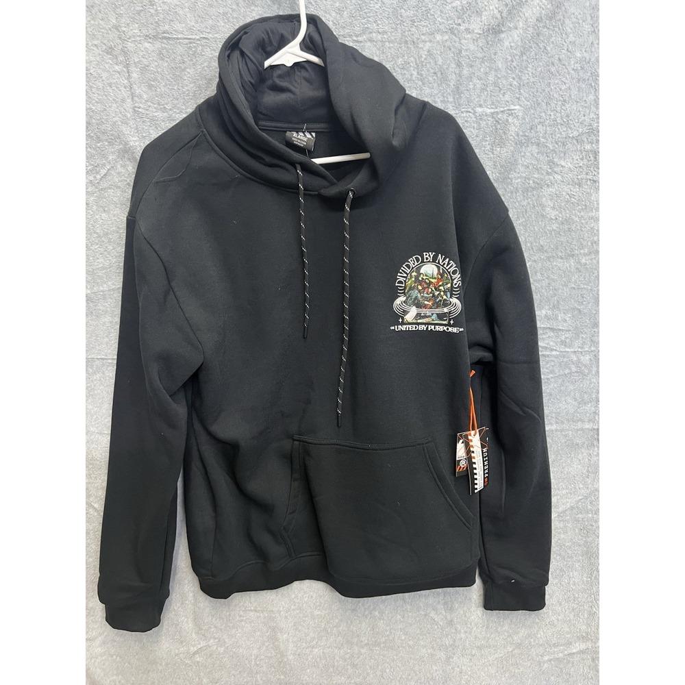 RGSTR Divided By Nations United By Purpose Graphic Hoodie Black Mens XL NWT